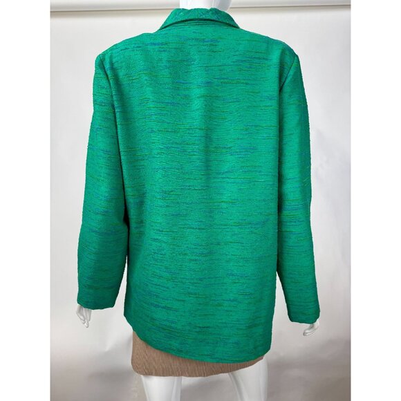 Vintage Green Designer Textured Blazer With Single Button & Pockets Sz XL - Picture 3 of 16